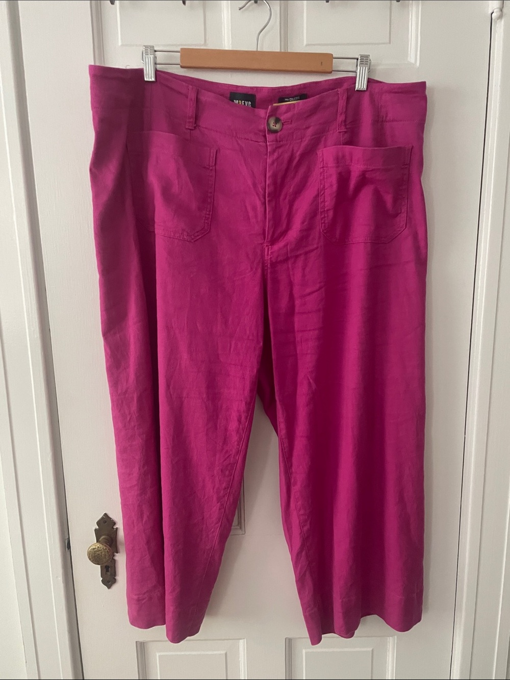 Anthropologie Maeve Colette Bright Fuchsia Crop Wide-Leg Pants 18W